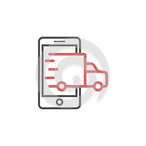 Mobile Delivery line icon. Vector signs for web graphics.