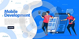 Mobile development apps websites and landing page template. Make mobile apps with more responsive and easier to access on all devi