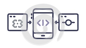Mobile development coding, app programming interface, vector design Generative AI