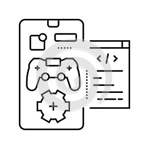mobile development game line icon vector illustration