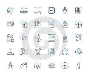 Mobile development linear icons set. Android, iOS, Cross-platform, Swift, Kotlin, Flutter, ReactNative line vector and