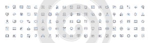 Mobile development line icons collection. iOS, Android, ReactNative, Flutter, Swift, Kotlin, Java vector and linear