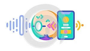 Mobile Device AI Assistant Icon for Smart Interaction, vector design Generative AI