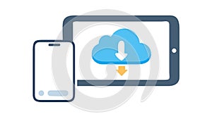 Mobile Device Cloud Data Sync, vector design Generative AI