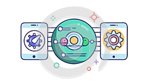 Mobile Device Data Synchronization Connection Icon, vector design Generative AI