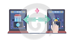 Mobile Device Data Transfer, Connectivity, vector design Generative AI