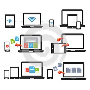 Mobile device laptop smart-phone tablet vector icon