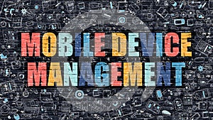 Mobile Device Management in Multicolor. Doodle Design.