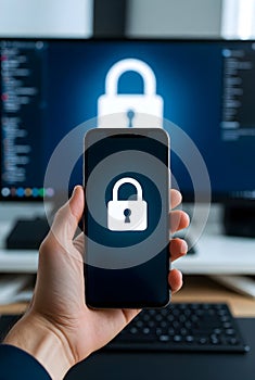 Mobile Device Security Concept With Locked Smartphone And Secure Digital Workspace