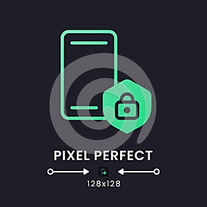 Mobile device security green solid gradient desktop icon on black