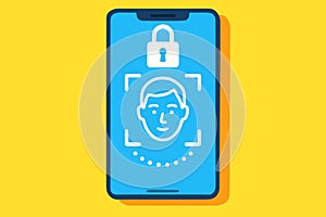 Cybersecurity Mobile Device Security Scan Vector Illustration, Smartphone Data Protection Technology