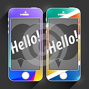 Mobile Device Smartphone Template. Vector Elements. Creative Isolated Digital Phone Flat Illustration. EPS10