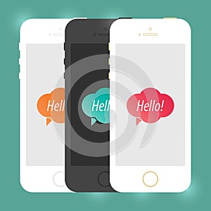 Mobile Device Smartphone Template. Vector Elements. Isolated Phone Flat Illustration. EPS10