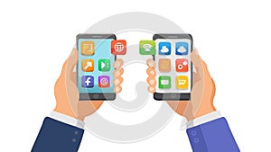 Mobile Device Synchronization and Data Transfer, vector design Generative AI