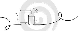 Mobile Devices icon. Smartphone, Tablet PC. Continuous line with curl. Vector