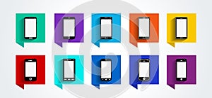 Mobile Devices icons set, Flat design, Vector illustration in