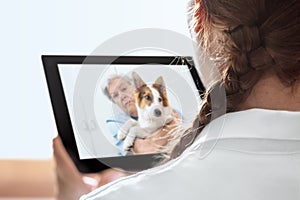 Mobile diagnostic for an veterinarian with telecommunication or photo