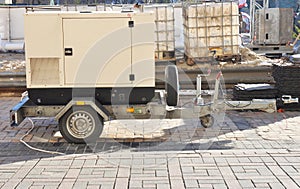 Mobile Diesel Backup Generator with Fuel Tanks Outdoor.
