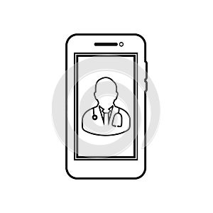 Mobile Doctor Medical Help Line Icon.