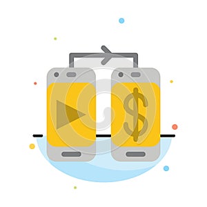 Mobile, Dollar, Money Abstract Flat Color Icon Template