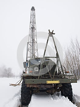 Mobile drilling rig on the truck