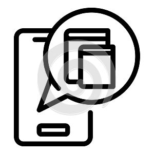 Mobile ebook icon outline vector. Download book