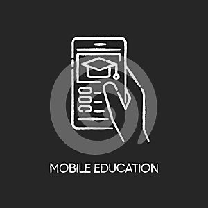 Mobile education chalk white icon on black background