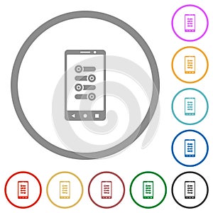 Mobile fine tune flat icons with outlines