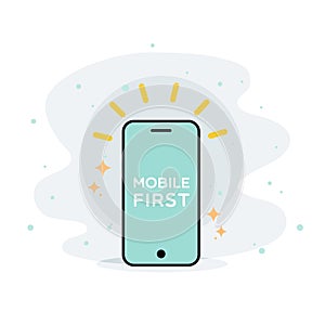 Mobile first. Smartphone icon. Responsive web design concept.Vector illustration, flat design