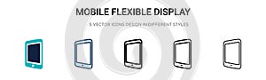 Mobile flexible display icon in filled, thin line, outline and stroke style. Vector illustration of two colored and black mobile