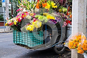 Mobile flower shop on the streets