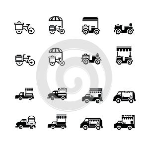 Mobile food bicycle and car icons