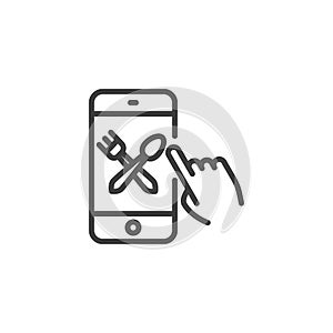 Mobile food ordering line icon