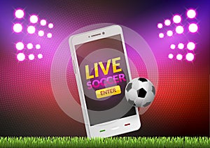 Mobile football soccer. Mobile sport play match. Online soccer game with live mobile app.