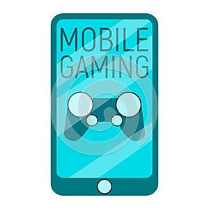 Mobile gaming concept smartphone and phone, monitor with gamepad flat vector illustration, isolated on white. Modern technology