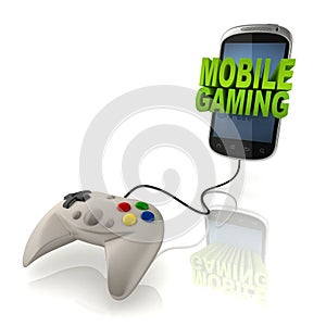 Mobile gaming 3d concept - smart phone with gamepad