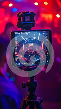 A mobile gaming setup with a phone mounted on a controller, ready for action. photo