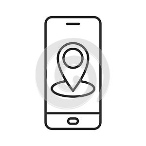 Mobile GPS icon. Smartphone with map pin icon. Navigation application