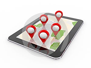 Mobile gps navigation, travel destination, location and positioning concept,. 3d rendering