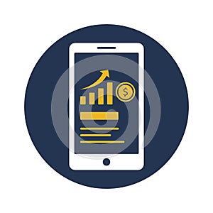 Mobile graph Vector Icon which can easily modify or edit photo
