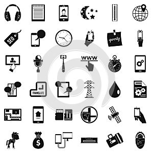 Mobile hardware icons set, simple style