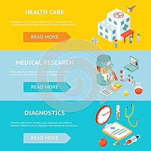 Mobile health care and medical research banners