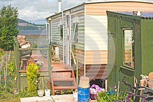 Mobile home with decking.