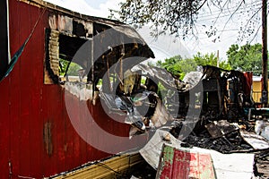 Mobile home destroyed by fire.