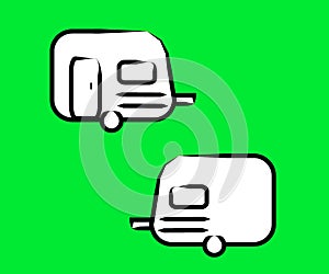 Mobile home on a green background. Trailer cottage. Camping icon. Vector illustration.