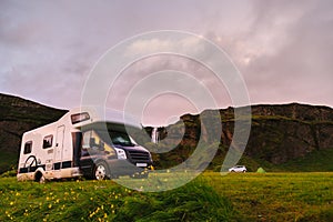 Mobile Home in a Scenic Icelandic Campsite