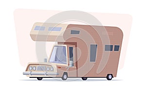 Mobile home vector cartoon illustration. Family traveler truck