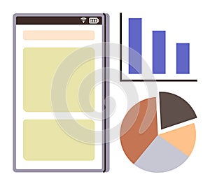 Mobile Interface with Bar Chart and Pie Chart for Data Visualization and Analytics