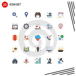 Mobile Interface Flat Color Set of 25 Pictograms of achieving, secure, moustache, payment, men