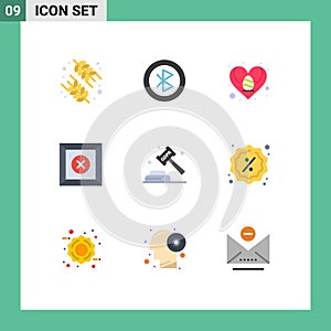 Mobile Interface Flat Color Set of 9 Pictograms of gdpr, product, sharing, delete, love